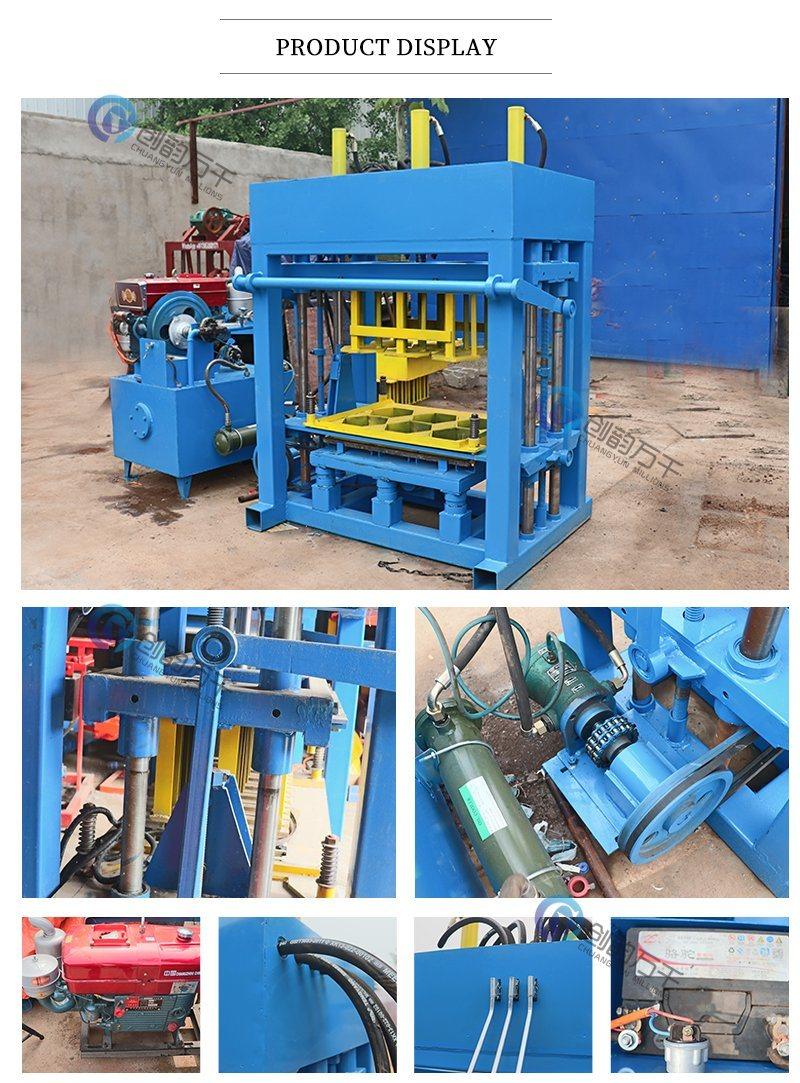 Small Diesel Engine Hydraulic Hollow Block Machine Qt 4-30 Electric Paving Brick Making Machine