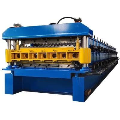 Metal Glazed Roof Panel Step Tile Roll Roof Sheet and PLC Control Hydraulic Double Corrugated Panel Manufacturing Forming Machines