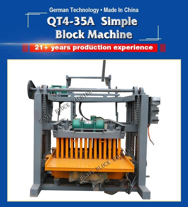 Qt4-35A Hand Operated Fly Ash Brick Making Machine Semi-Automatic Paver Machine