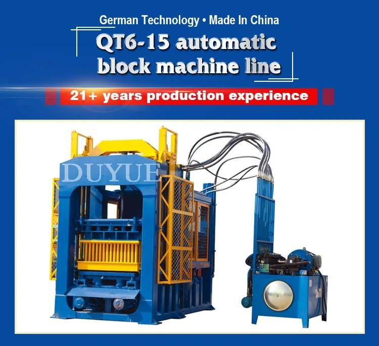 Qt6-15 Fully Automatic Hydraulic Concrete Cover Brick Making Machine Cement Paving Block Making Machine for Sale