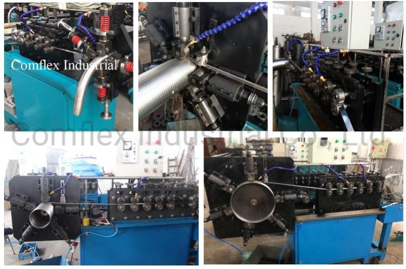 DN38-150 Round / Polygonal Stainless Steel Stripwound Interlock Metal Hose Making Machine for Exhaust Pipe