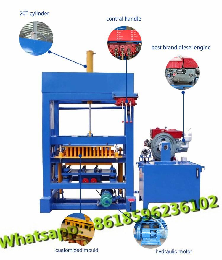 Qt4-30 Semi-Automatic Brick Machine, Concrete Block Machine, Hydraulic Method Block Machine, Diesel Engine Block and Brick Making Machine