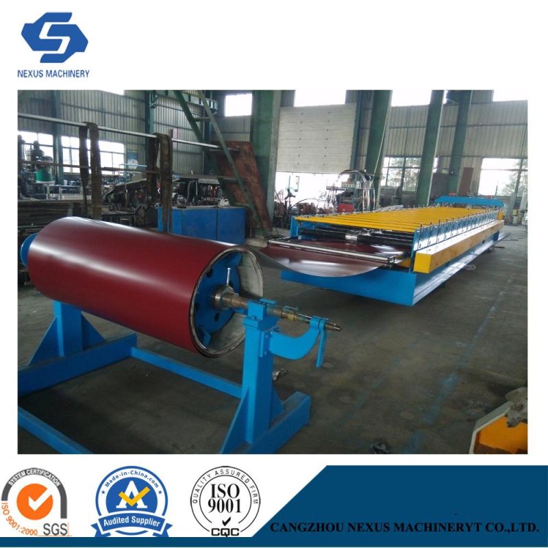 China PPGI Roof Panel Forming Machine with Hydraulic Post Cutting System