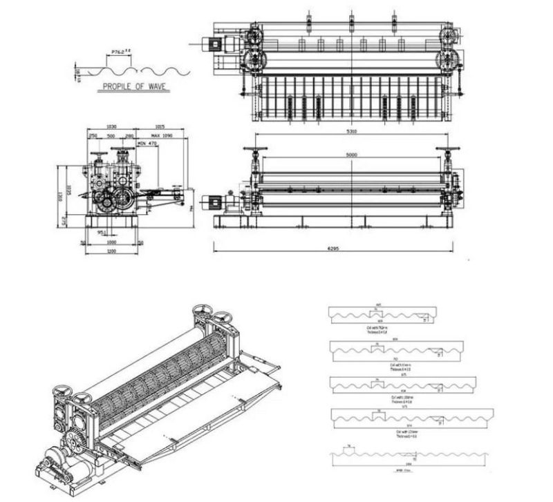 0.12-0.8mm Thickness Transverse Corrugated Color Steel Roof Tile Roll Forming Machine