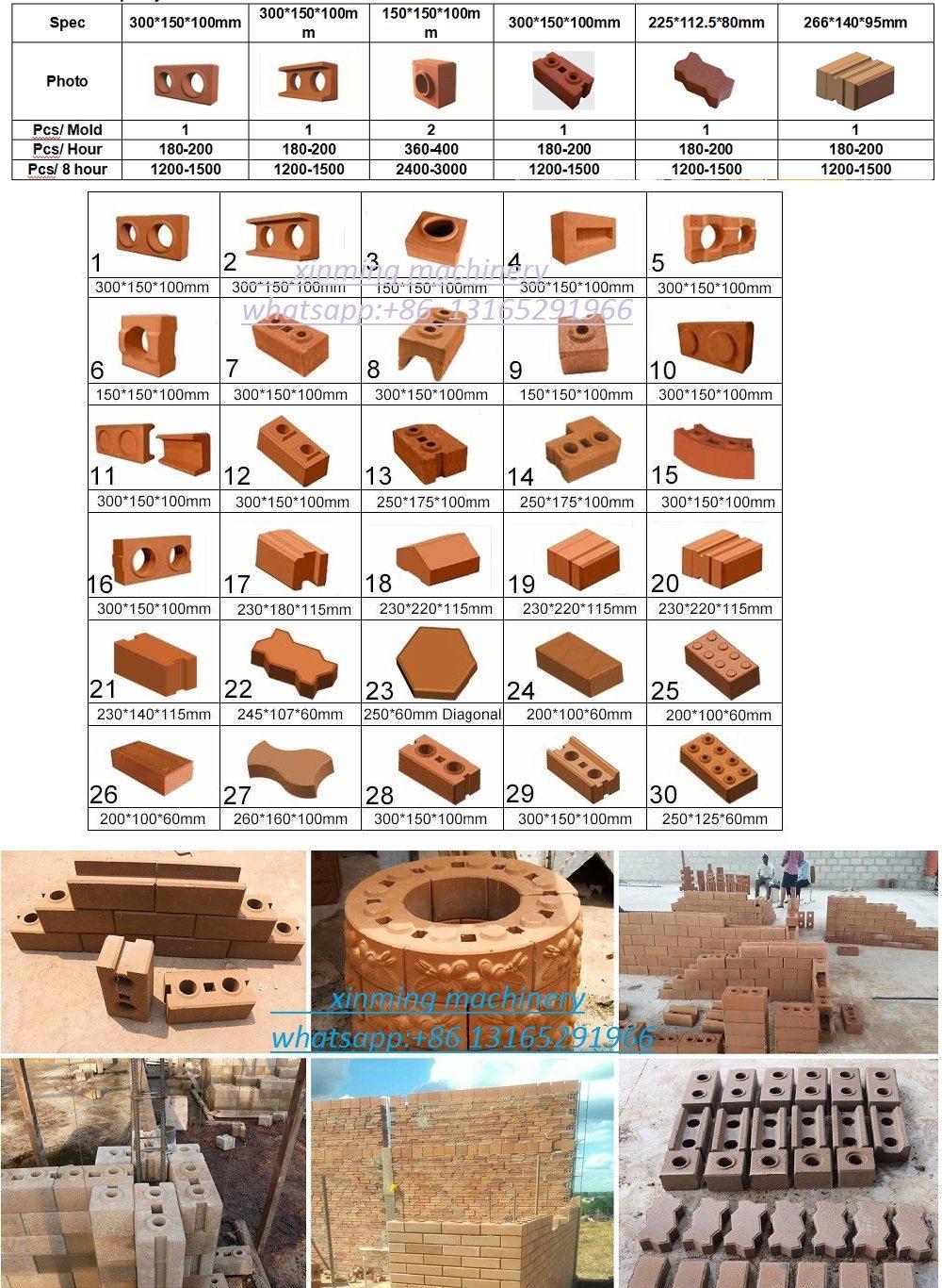 Xm2-25 Manual Mud Lego Clay Interlocking Block Brick Making Machine