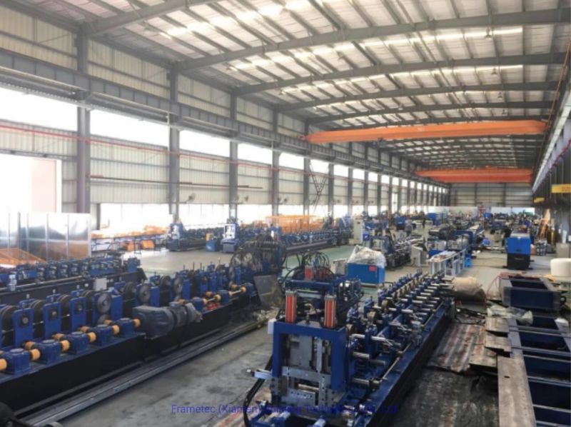 China Customized High-Speed Full Automatic Hydraulic Motor Drive Steel CZ Purlin Cold Roll Forming Machine for Peb Size Adjustable