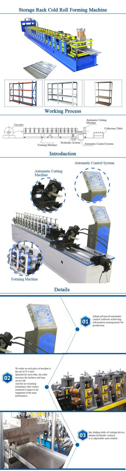 Automatic Metal  Storage Rack Cold Drawn Roll Forming Machine Equipment