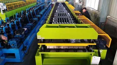 Two Kinds of Trapezoid Profile Roofing Sheet Model Double Layer Roll Forming Machine