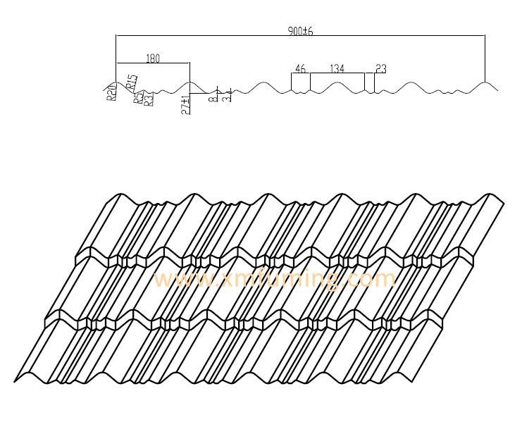 12 Months Customized Fuming Roll Forming Price Tile Making Machine