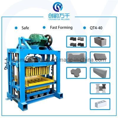Qtj4-40 Manual Concrete Cement Sand Hollow Block Solid Brick Paver Block Machine