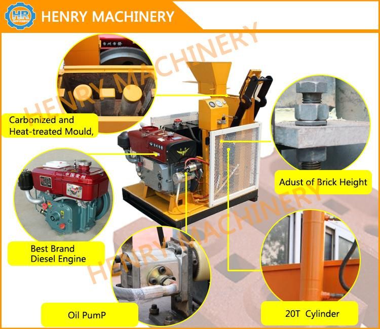 Hr1-25 Semi-Automatic Clay Soil Hydraulic Interlocking Brick Machine with Electric Motor