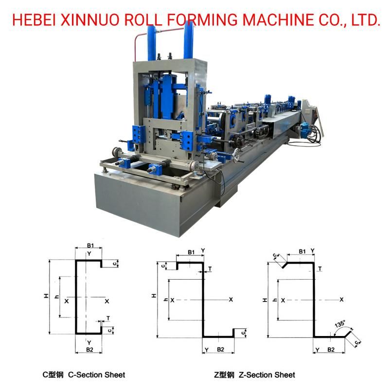 Automatic Changed PLC Control System Roller Form Machine CZ Purlin Roll Forming Machine