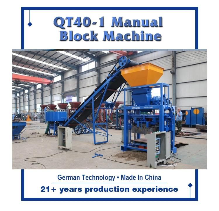 Low Investment Qt40-1 Manual Block/ Brick Making Machine for Concrete Blocks