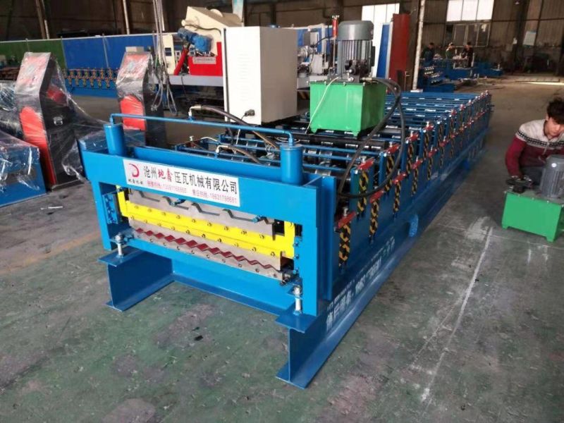 High Speed Aluzinc Double Roof Tile Trapezoidal Roll Forming Machine