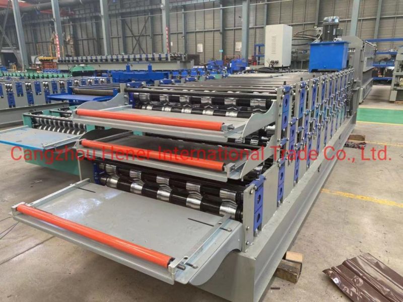 New Popular Three Tie Layer Roofing Sheet Color Metal Steel Products Roof Tile Cold Roll Forming Making Machine with High Speed