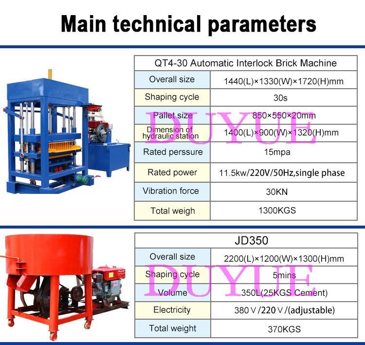 Qt4-30 Hydraulic Pressure Diesel Engine Block and Brick Making Machine