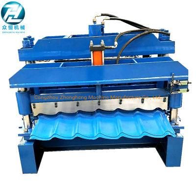 Glazed Roof Tile Sheet Making Machine Press Step Glazed Tile Roll Former Line