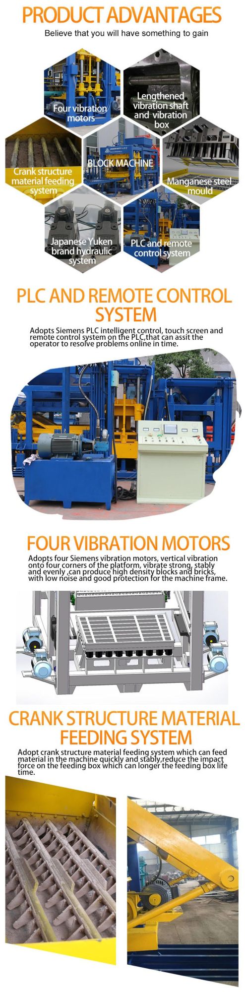 Qt12-15 Hydraulic System Automatic Cement Concrete Block Brick Making Machine