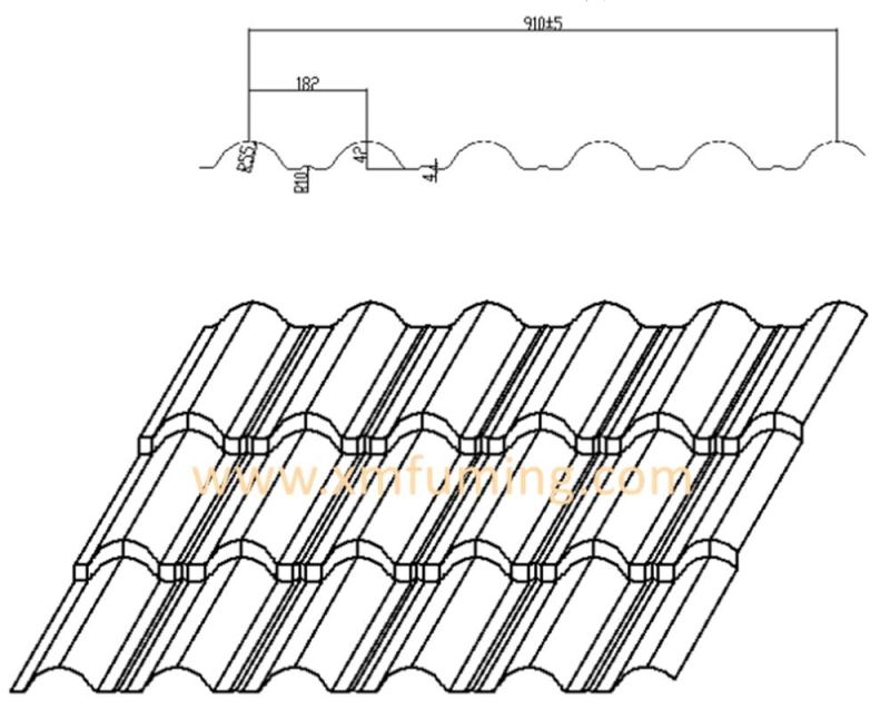 Gi, PPGI, Colored Steel New Roof Roll Tile Forming Machine