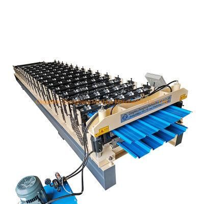 Low Cost Cold Metal PPGI Coils Trapezoidal Roofing Sheets Roof Panel Wall Sheets Double Deck Roll Forming Machine with CE ISO Certification