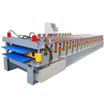 Glazed Corrugated Roof Double Layer Trapezoid Tiles Roll Forming Machine