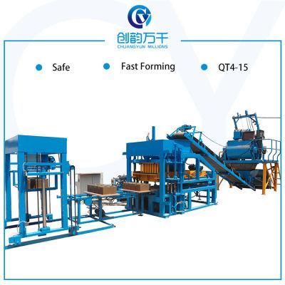Qt4-15 Full Automatic Paving Stone Curbs Forming Concrete Block Machine