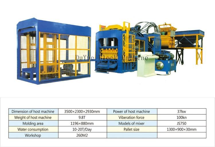 Duyue Qt10-15 Automatic Hydraulic Cement Sand Concrete Block/Brick Making Machine Construction Equipment