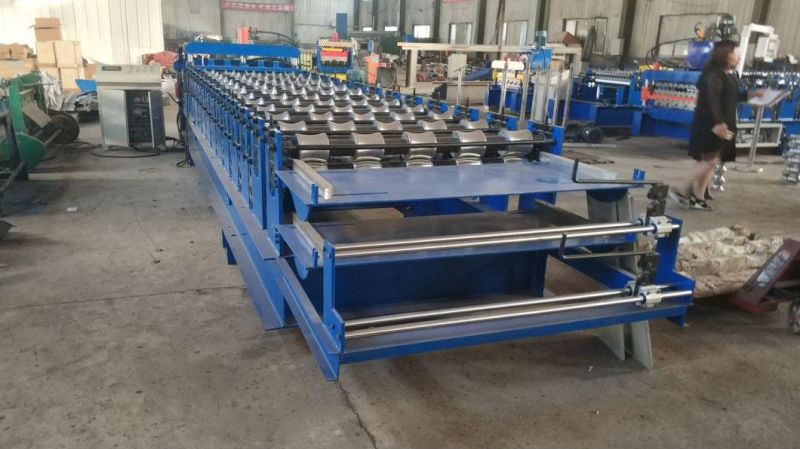 Trapezoid Sheet Glazed Tile Double Deck Roofing Tile Roll Making Machine