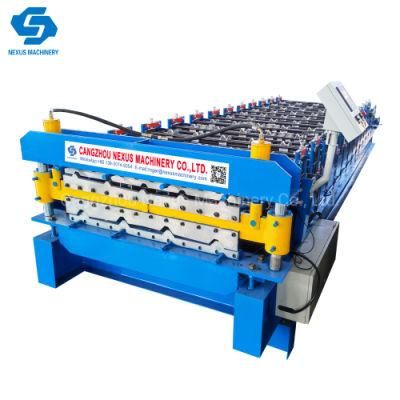 Galvanized Steel Trapezoidal Roofing Roll Forming Machine with Hydraulic Decoiler