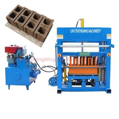 Semi-Auto Diesel Engine Cement Concrete Hollow Block Machine