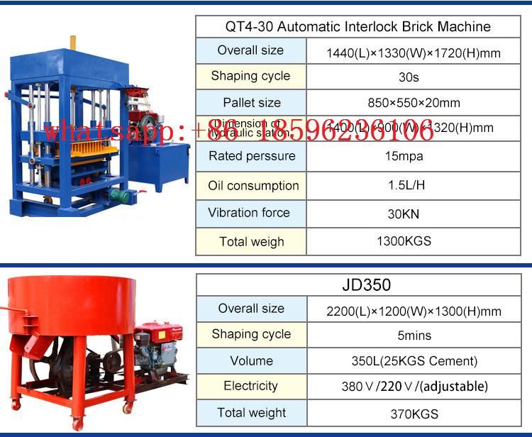Diesel Engine Qt4-30 Hydraulic Concrete Hollow Brick / Block Making Machine Without Electricity in Africa