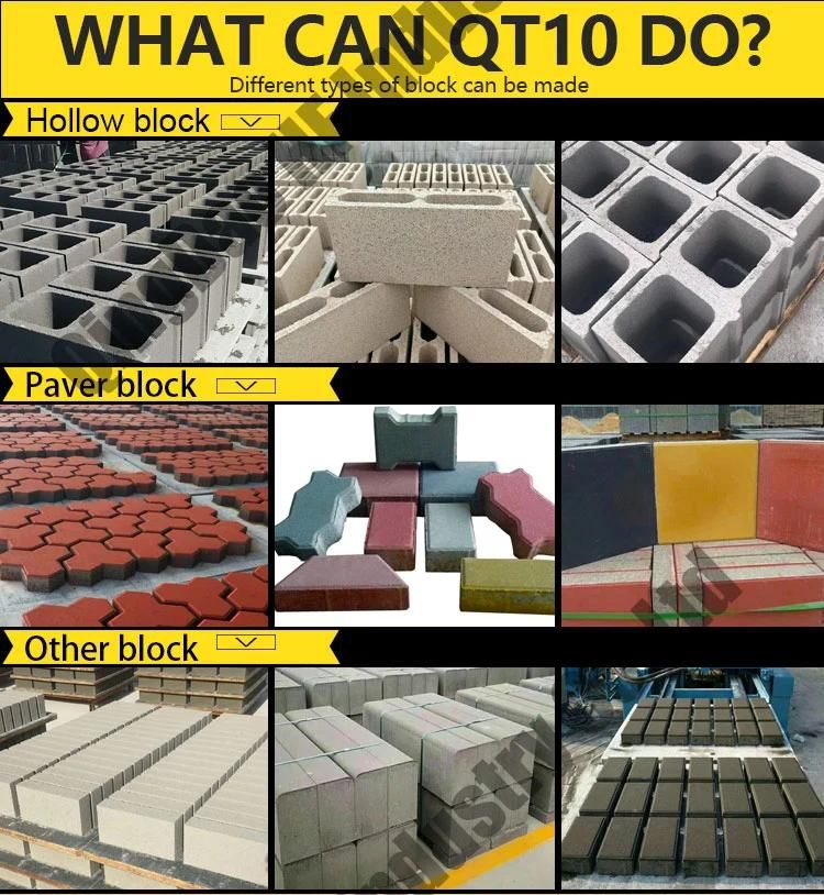 2021 Qt10-15 Concrete Hollow Block / Brick Making Machine Paving Interlocking Brick Machine Factory