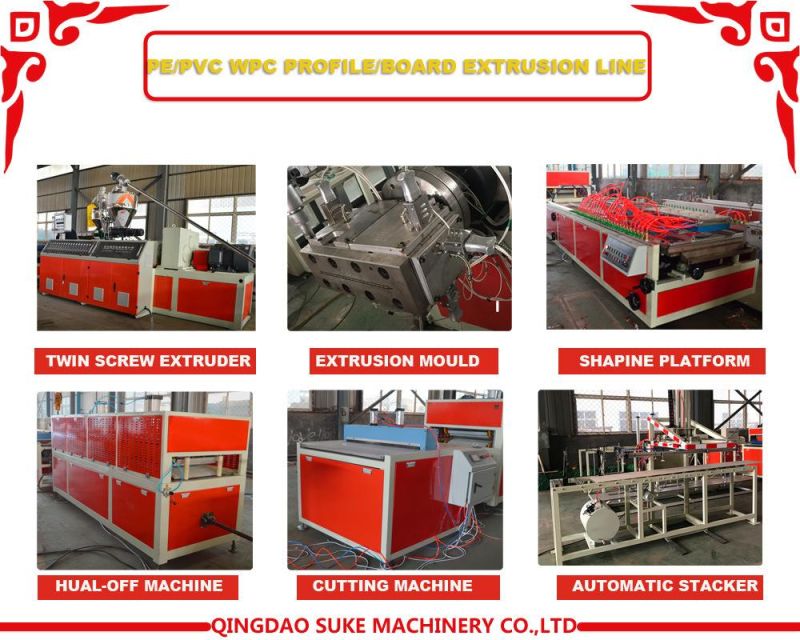 WPC/PE/PVC Wood Plastic Decking Board Plank Production Extrusion Line
