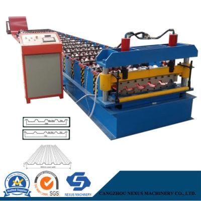 686 mm Width Trapezoidal Roof Sheet Roll Forming Machine with Hydraulic Cutting