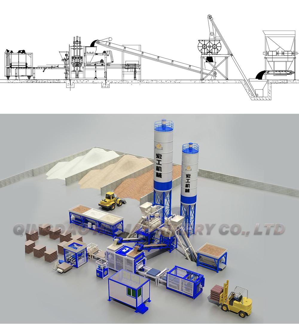 Qingdao Hf Fully-Automatic Block Making Machine Heavy Machinery Brick Production Line