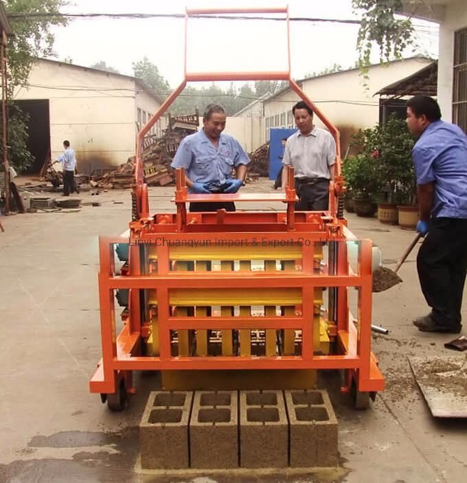 Diesel Mobile Brick Laying Type Concrete Cement Hollow Solid Block Machine (QMD4-45)