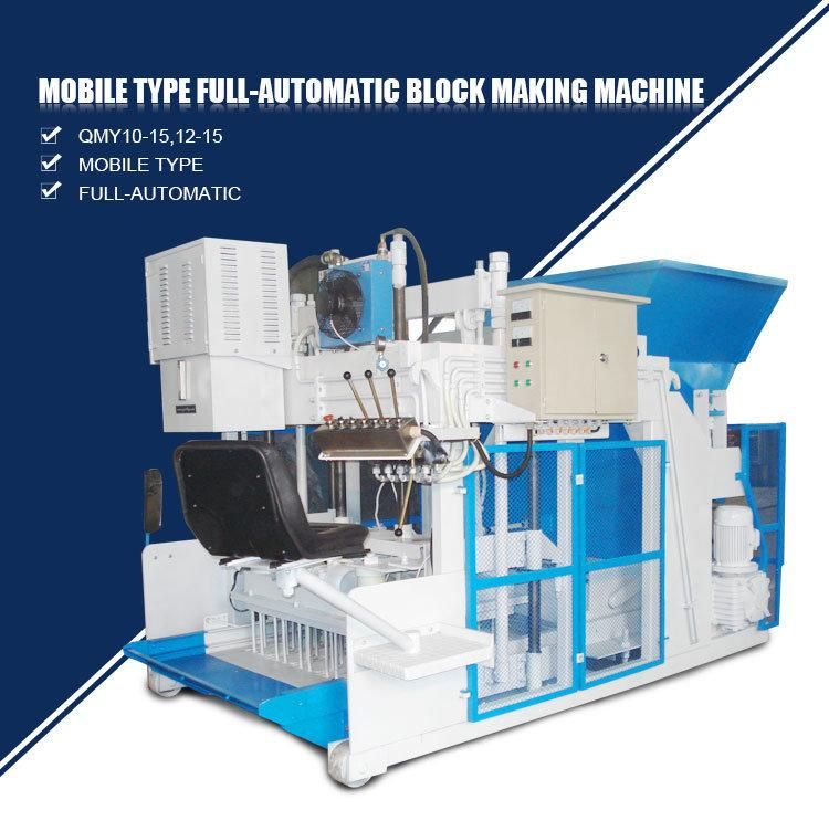 Qmy12-15 Full Automatic Mobile Cement Brick Block Making Machine in China