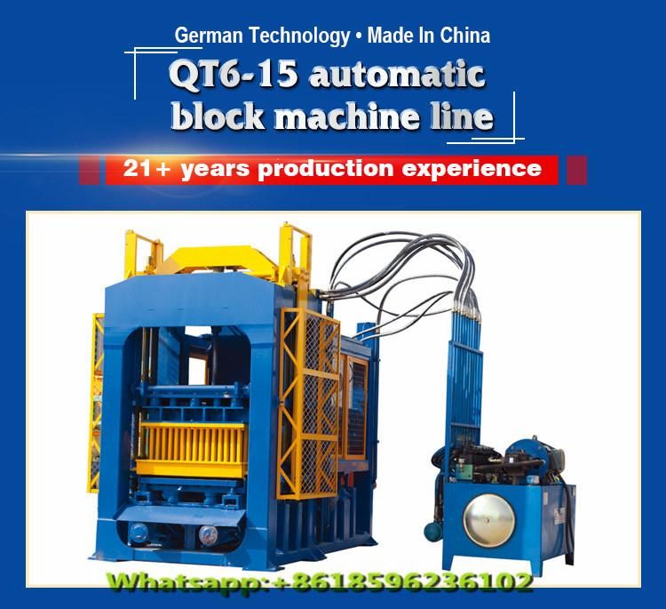 Qt6-15 Brick Making Machine, Concrete Block Machine, Concrete Interlock Block Making Machine, Paver Making Machine, Automatic Concrete Brick Making Machine