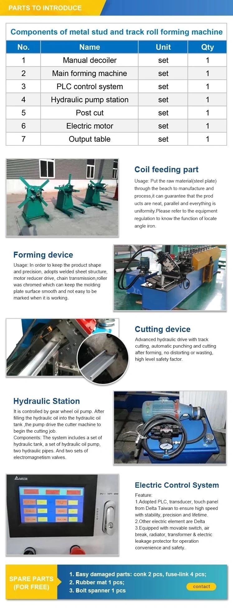 Light Gauge Steel U Profile Framing Frame Purlin Metal Stud Roll Forming Machine