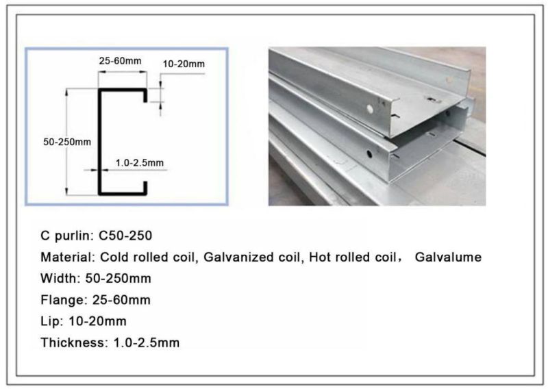 Automatic PLC Control Multi Sizes C Purlin Channel Roll Forming Machine