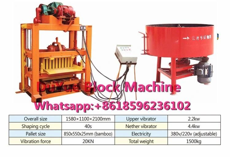 Qtj4-40 Hollow Block Maker Machine Manual, Interlocking Brick Making Machine, Fly Ash Brick Making Machine, Low Cost Small Hollow Brick Machine