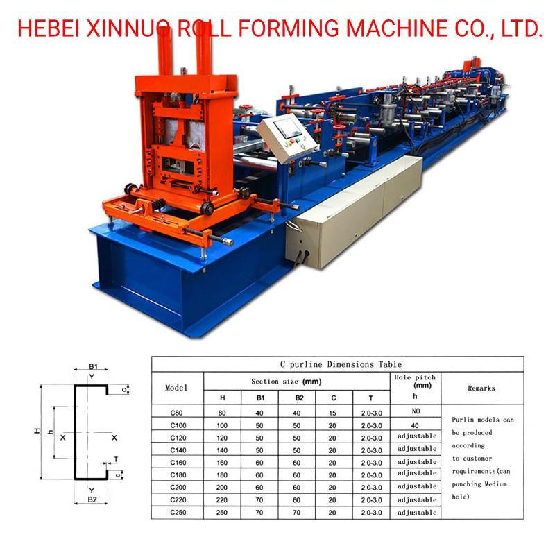 Galvanized Full Automatic C Purlin Folding Metal Roof Truss C Purlin Folding Roll Forming Machine