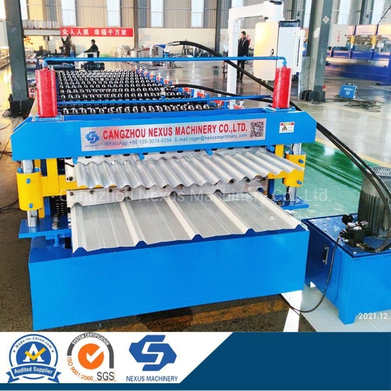 Double Deck Roll Forming Machine for Metal Ribtype Corrugated Roof Sheet with 1220mm Coil Width