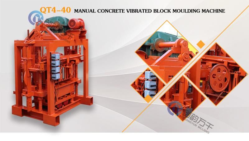 Qtj4-40 Manual Semi Automatic Concrete Cement Block Hollow Block Paver Block Making Machine