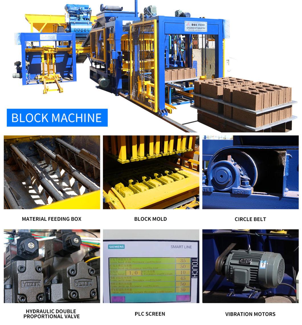 Qt12-15 Totally Fully-Automatic Hollow Block / Brick / Pavement Machine Production Line