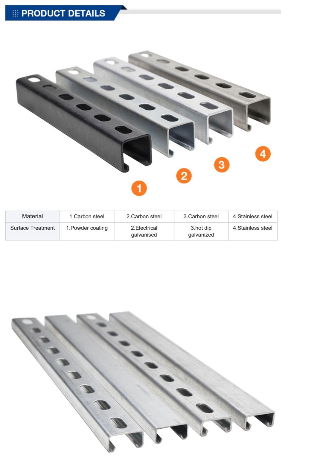 Slotted Steel Solar Panel Rack Strut Channel Roll Formed Profile U Shape Steel Unovo