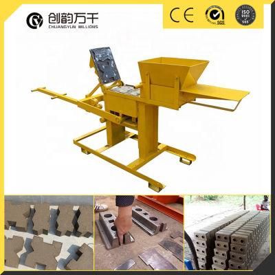 Cy2-40 Small Manual Clay Interlocking Brick Hydraform Brick Making Machine with Low Investment