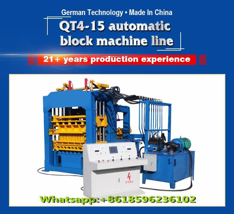 Qt4-15 Automatic Cement Block Moulding Machine, Automatic Block Making Machine, Electric and Hydraulic system, Hydraulic Pressure, Concrete Brick Machine