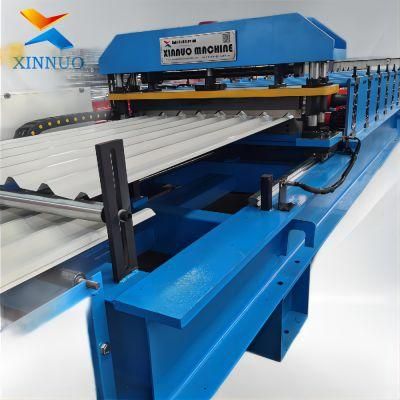 Non-Stop Servo Driving Unceasing Cutting Colored Metal Roof Sheet Roll Forming Machine