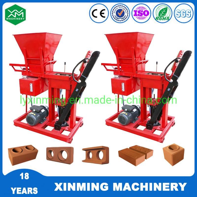 Xinming Xm2-40 Manual Mud Interlocking Brick Making Machine Construction Block Machine